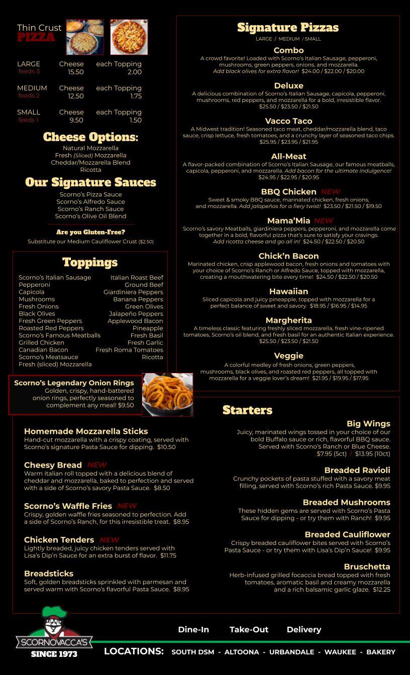 Dine-in and Take-out Menu page 1