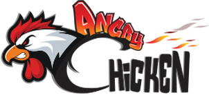 Angry Chicken logo scroll