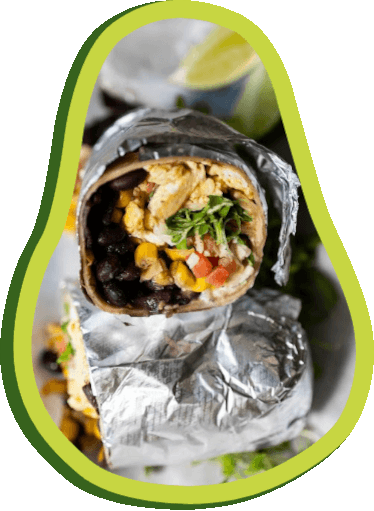 A foil-wrapped burrito