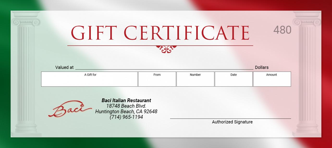 gift cards certificate