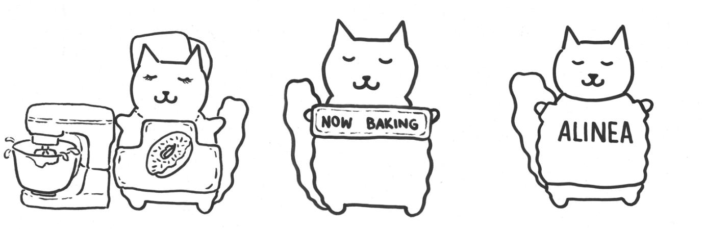 drawing of cat baking
