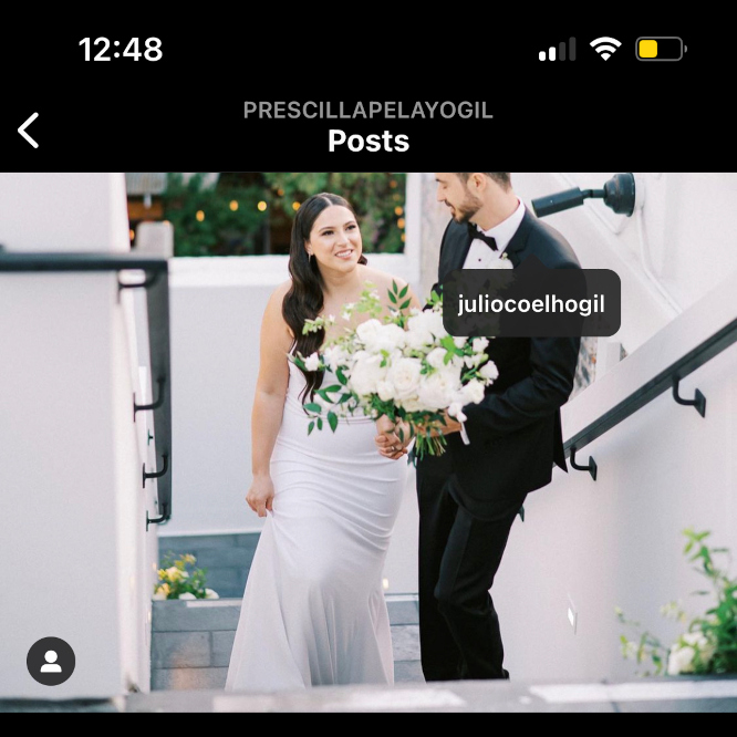 Instagram post with photo of bride and groom