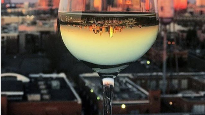 wine glass, sunset