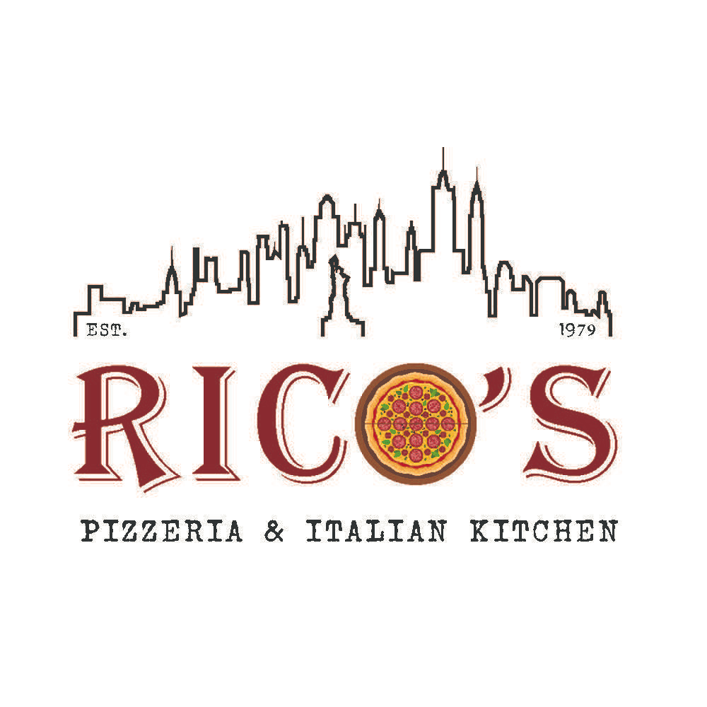 Rico's Pizzeria logo scroll