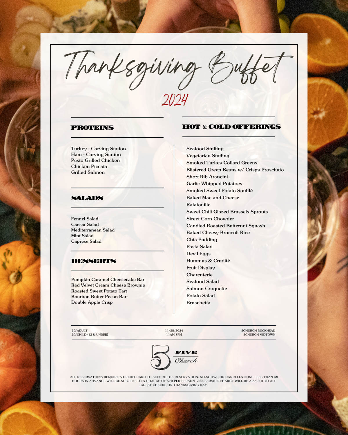 Thanksgiving buffet menu