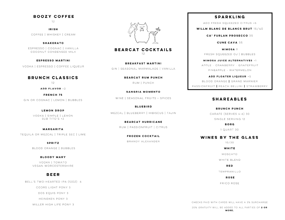 Cocktails Menu