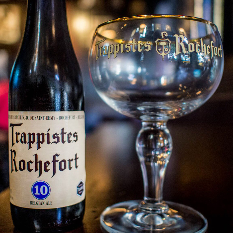 Trappist Rochefort beer and a glass