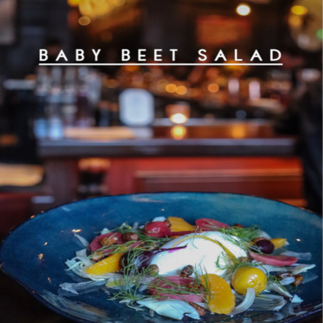 Baby beets salad closeup