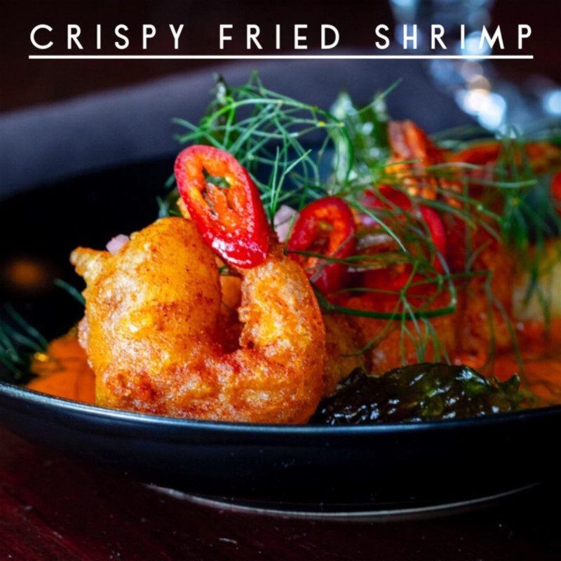 Crispy fried shrimp dish closeup