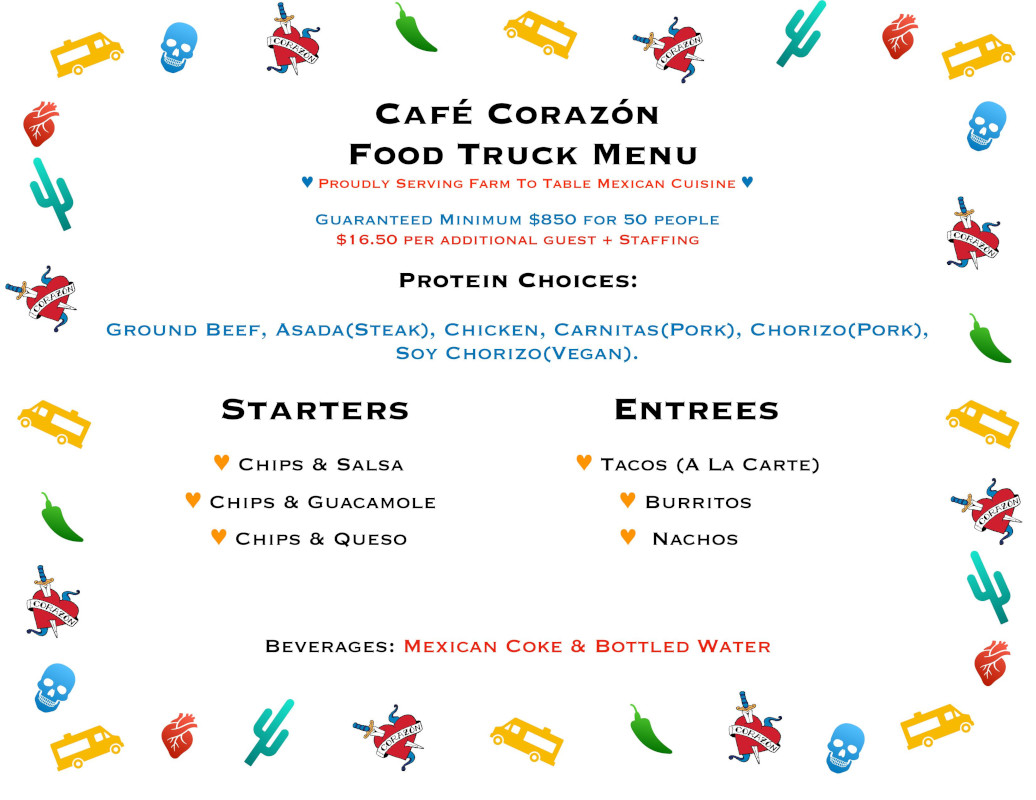 Food truck menu