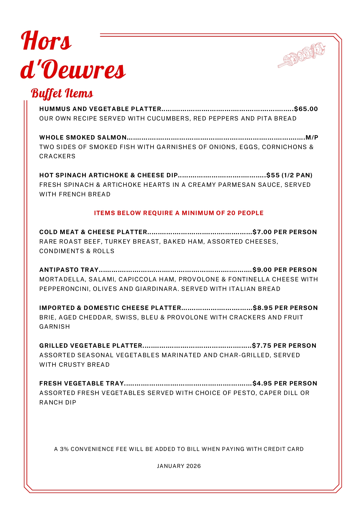 Hors d'Oeuvres menu 2