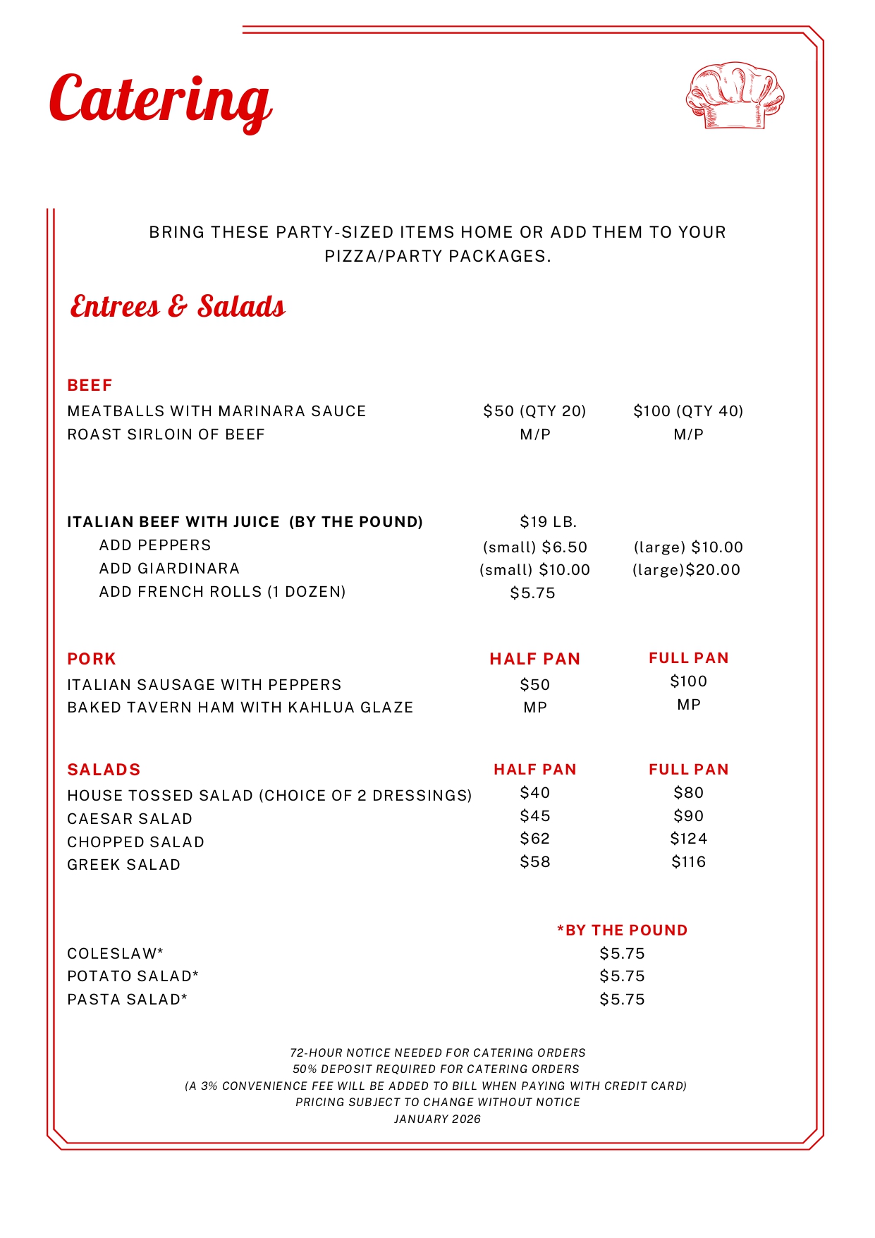 Catering menu 1