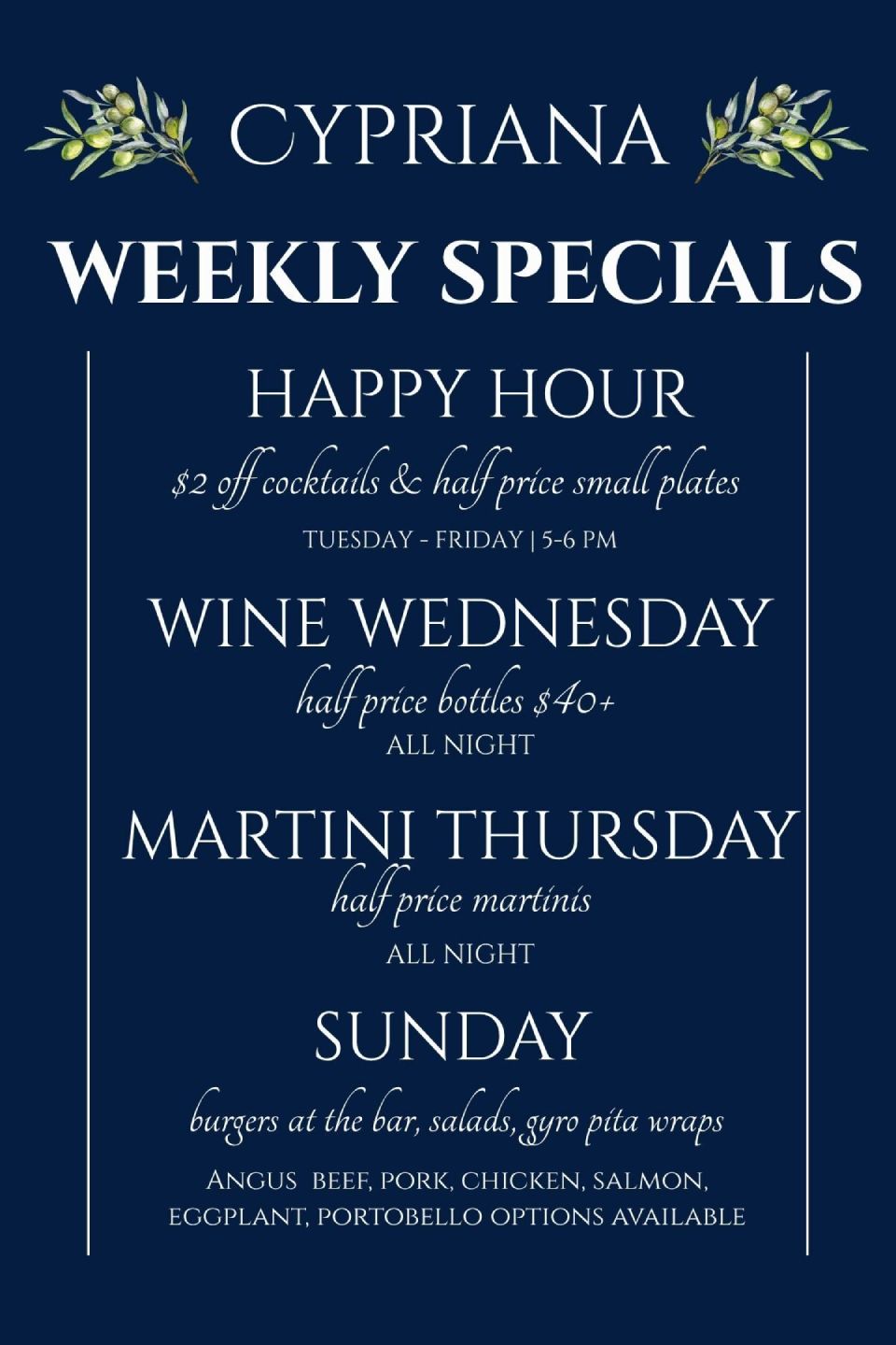 Weekly specials