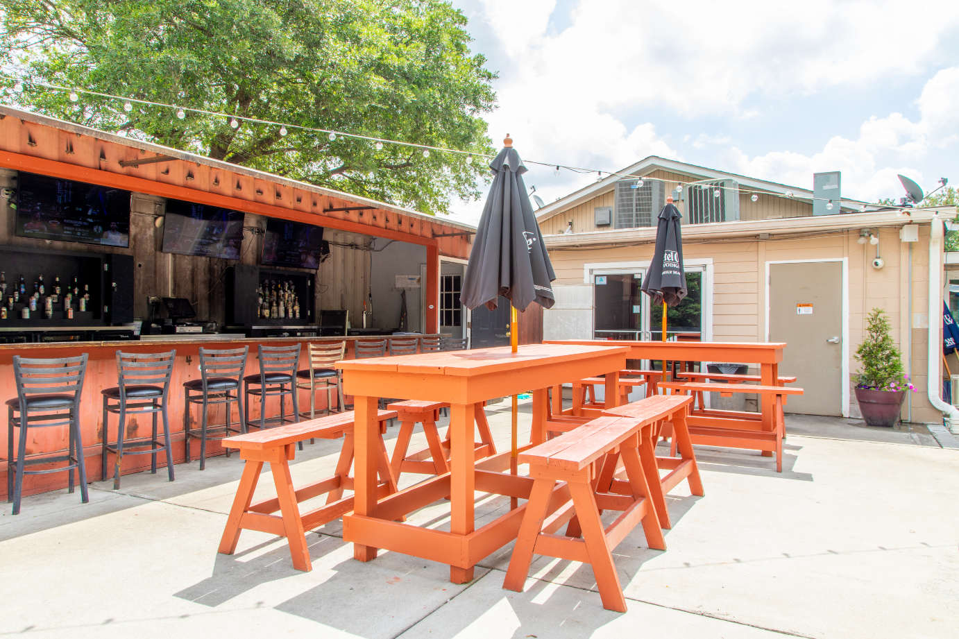 Exterior, bar and patio tables with benches