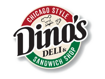 Dino's Italian Deli and Pizzeria logo scroll
