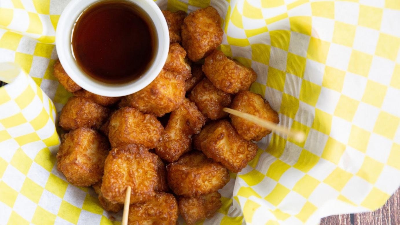 Fried Cheese bites served with a honey dipping sauce