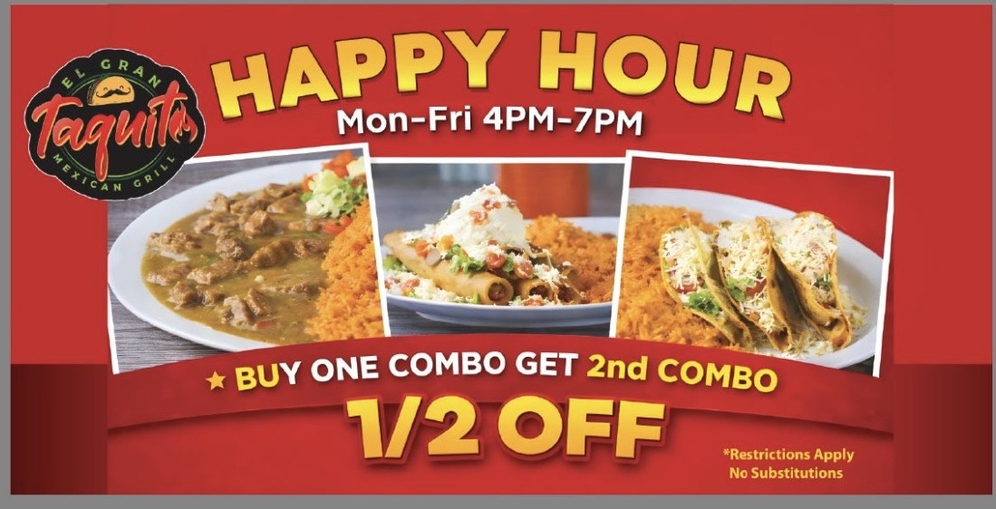 Happy hour - Buy one combo, get 2nd combo