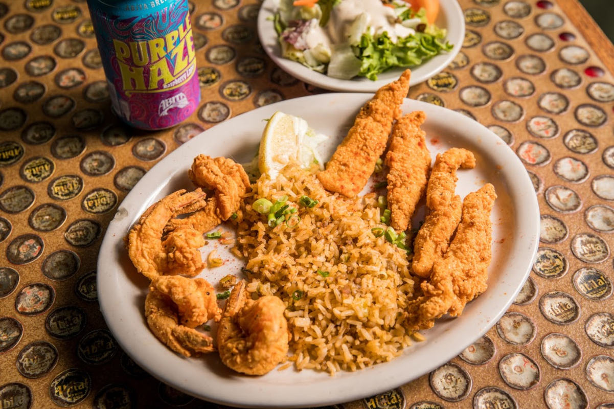 Nuggets, shrimps and rice