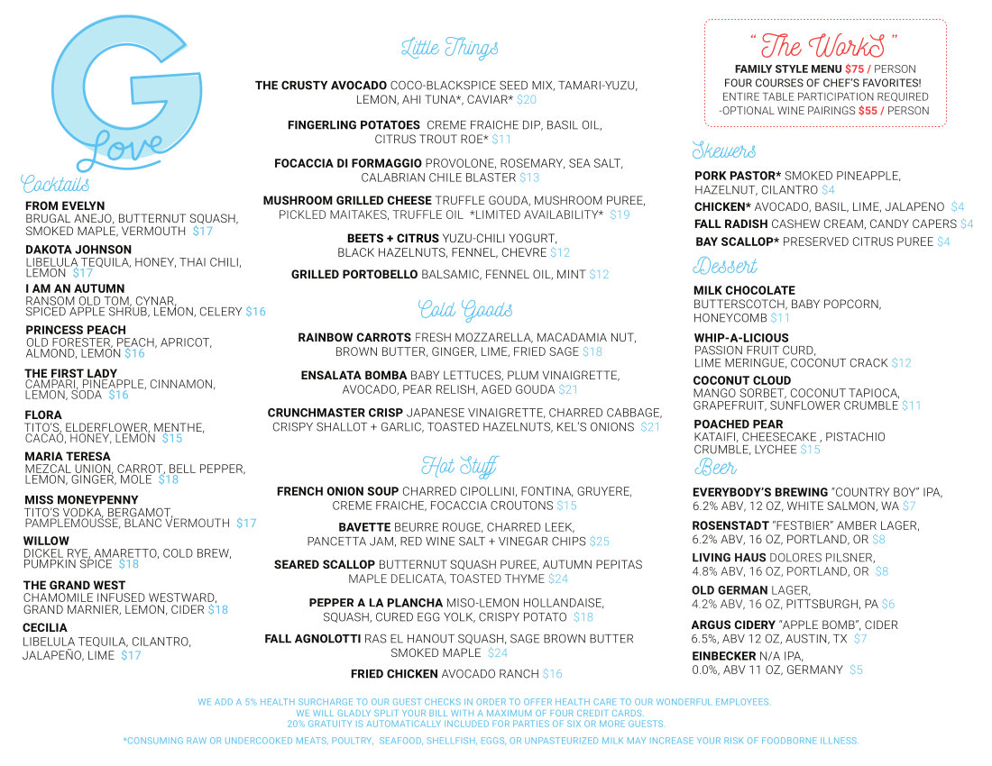 first menu list