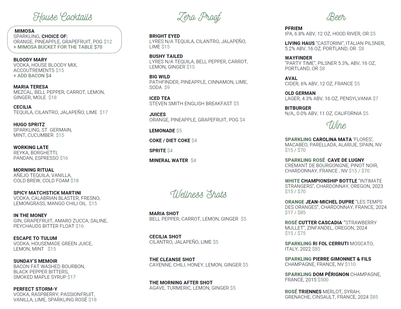 brunch drinks