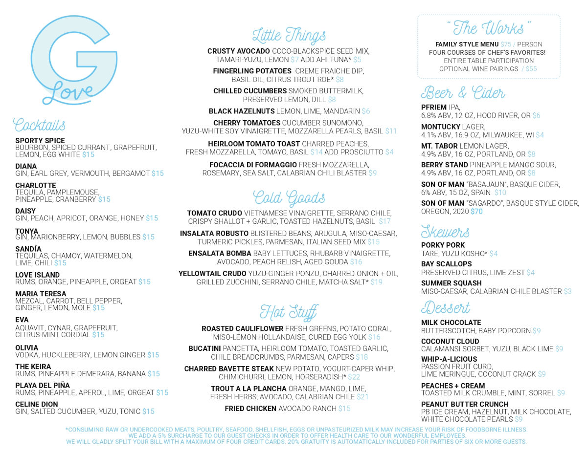 G-Love - menu