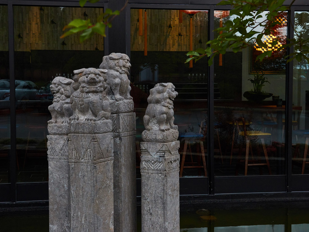 Exterior, Chinese guardian lion statues