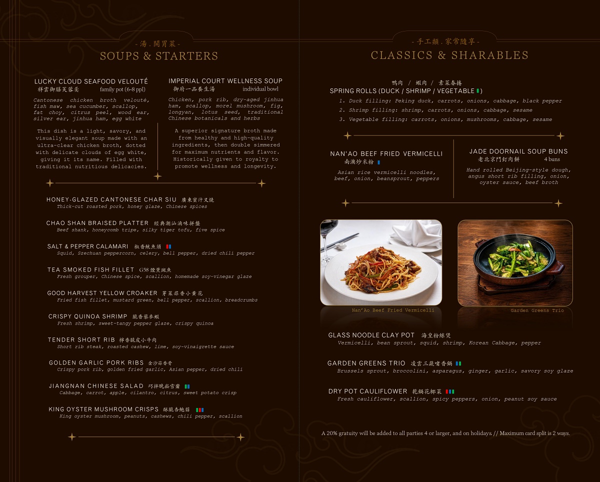 Dinner Menu - Starters, Soup, Classics & Sharables
