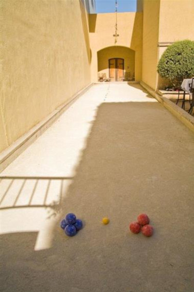 The outdoor bocce court