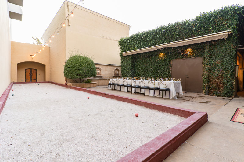 Bocce court outdoor with seating area