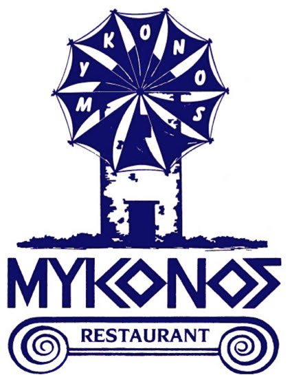 Mykonos Greek Restaurant logo scroll