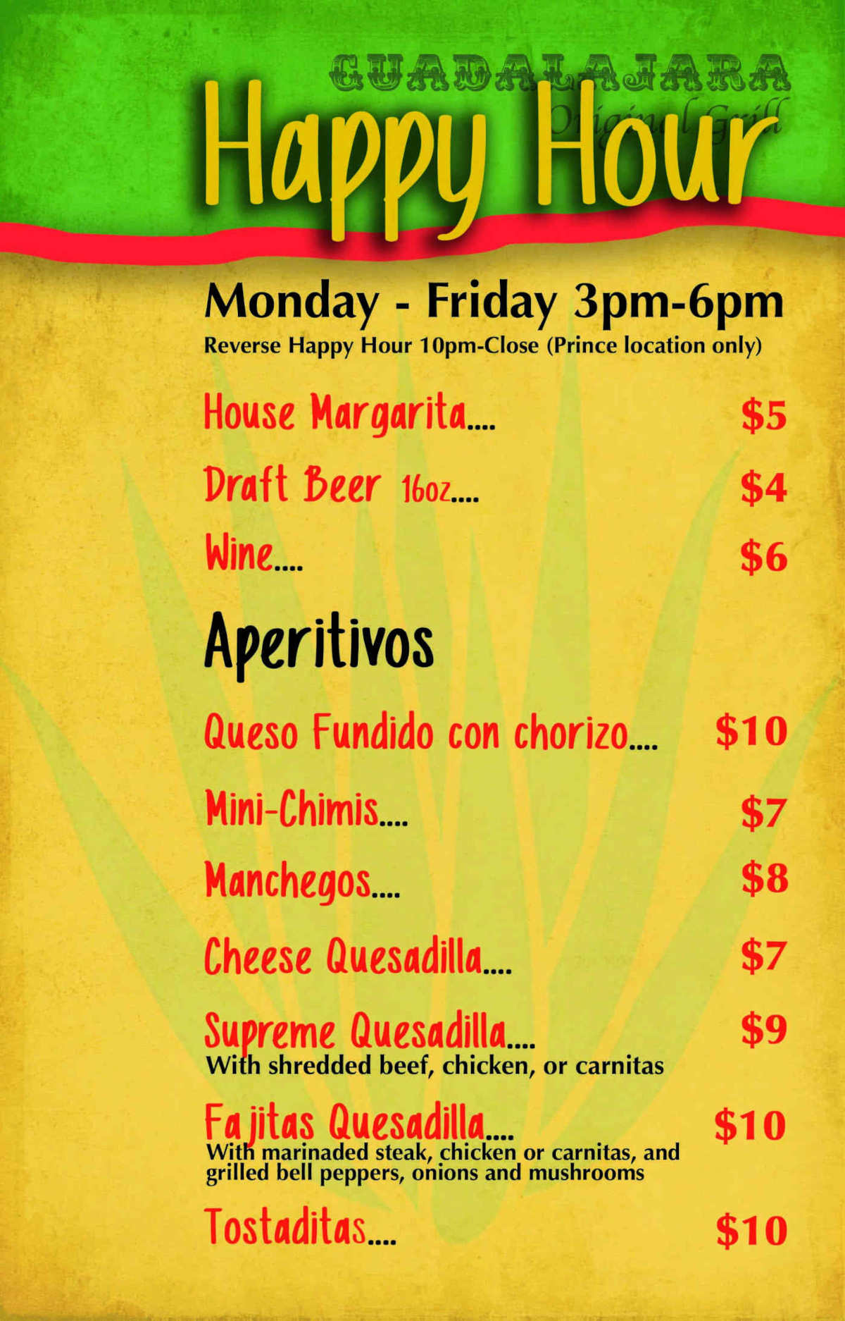 Guadalajara Original Grill Happy Hour Oracle