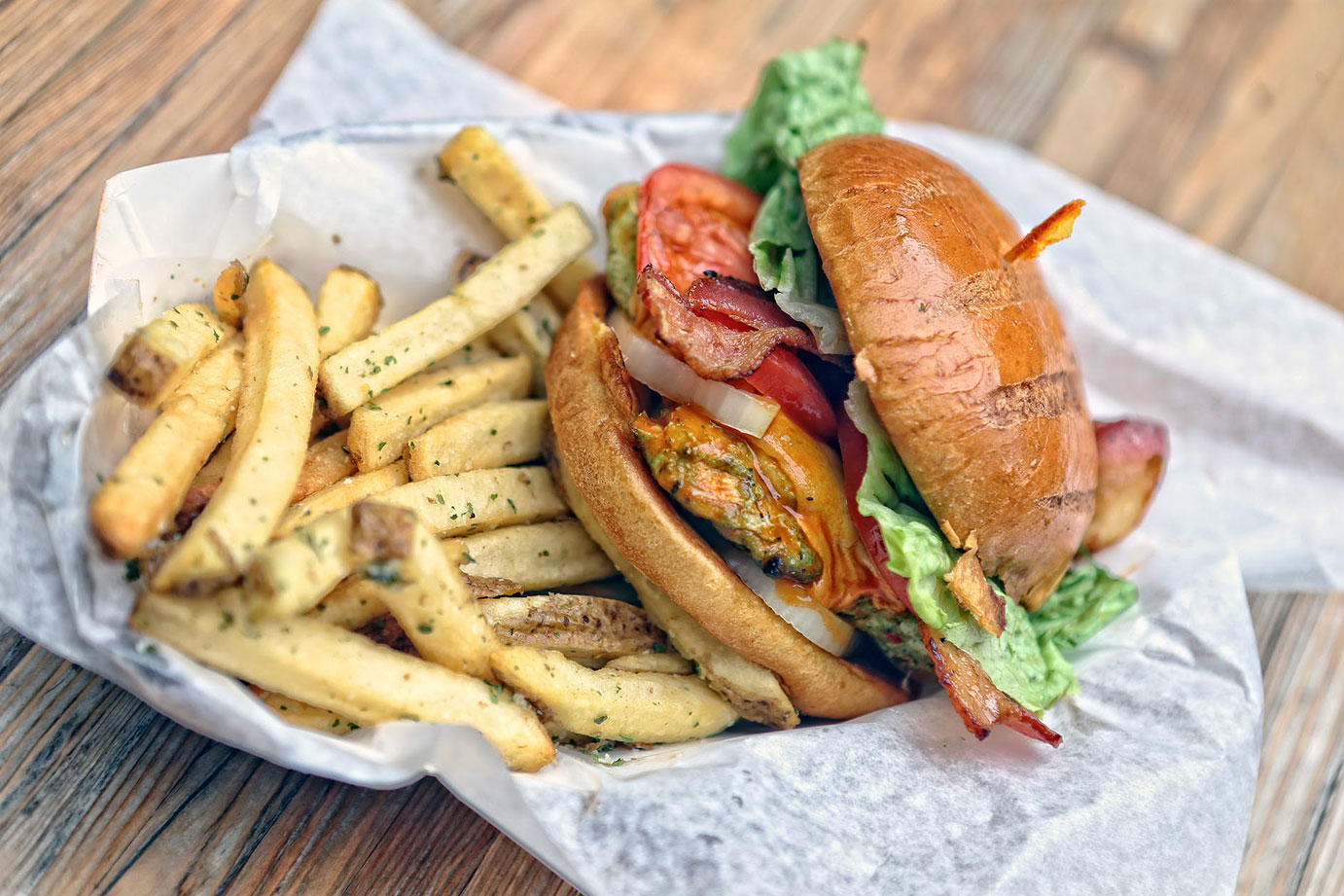 burger with fries image