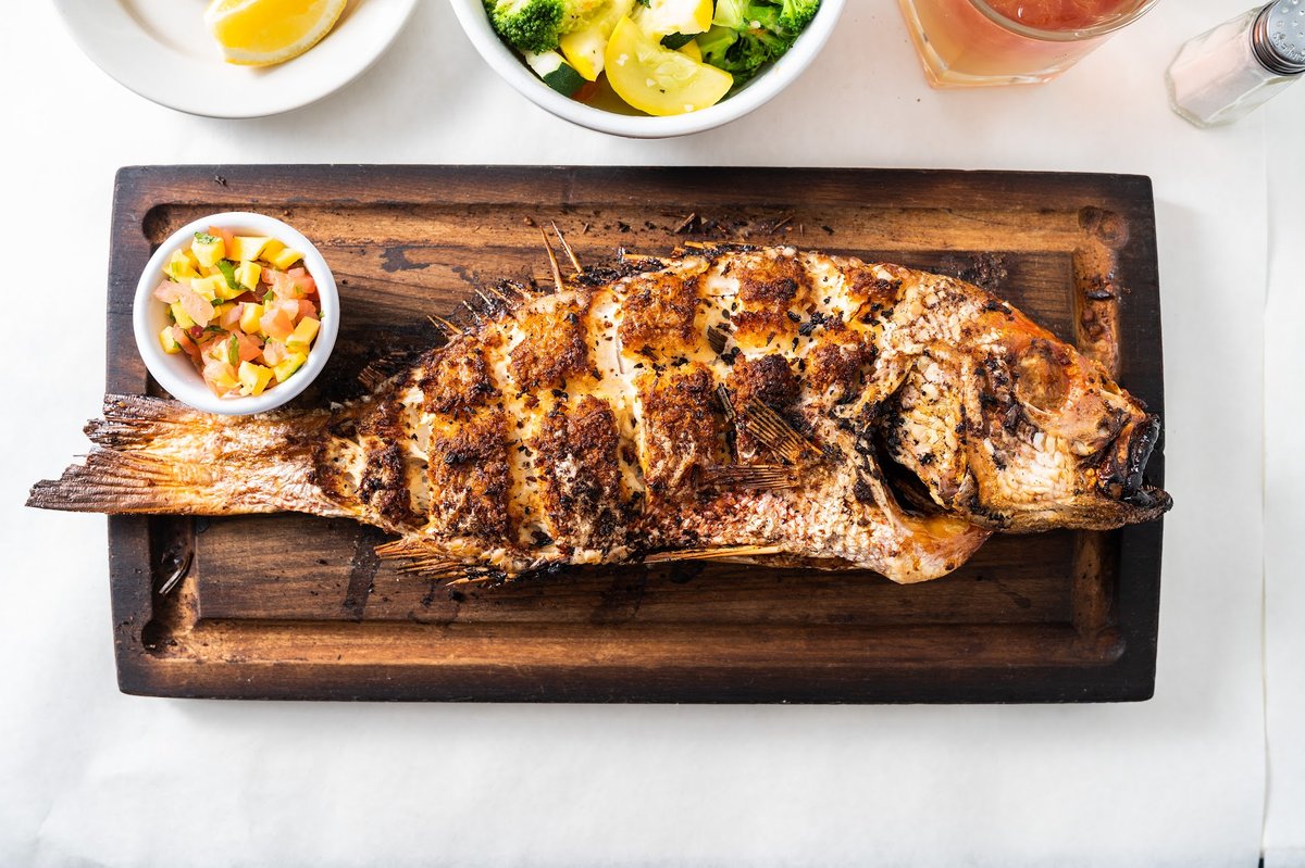 Grilled Branzino with salad