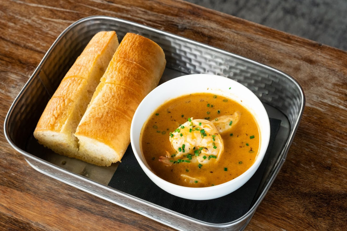Bread and shrimp soup