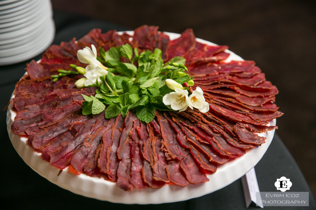Deli meats on a circular board