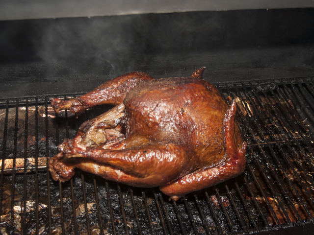 Grilled whole turkey, top view