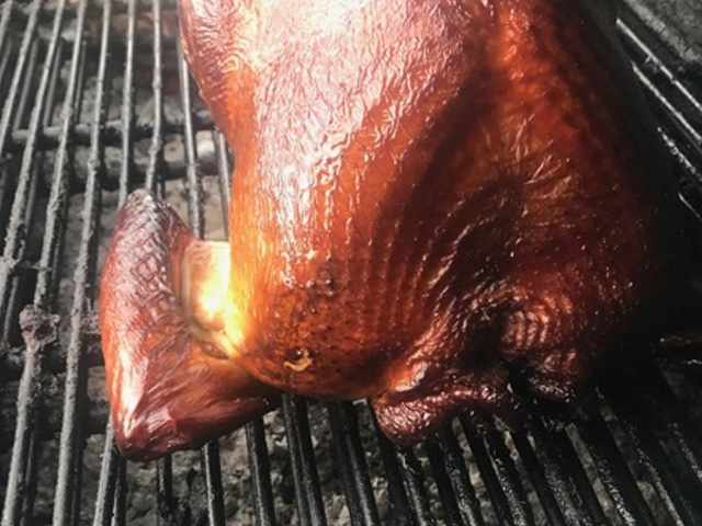 Turkey on the grill closeup