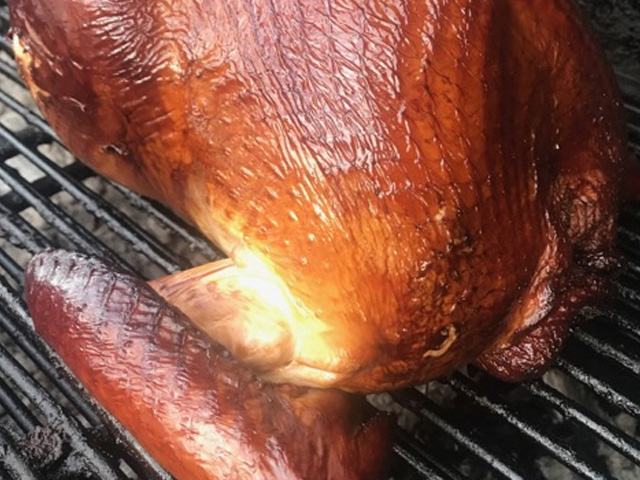 Turkey on the grill, extreme closeup
