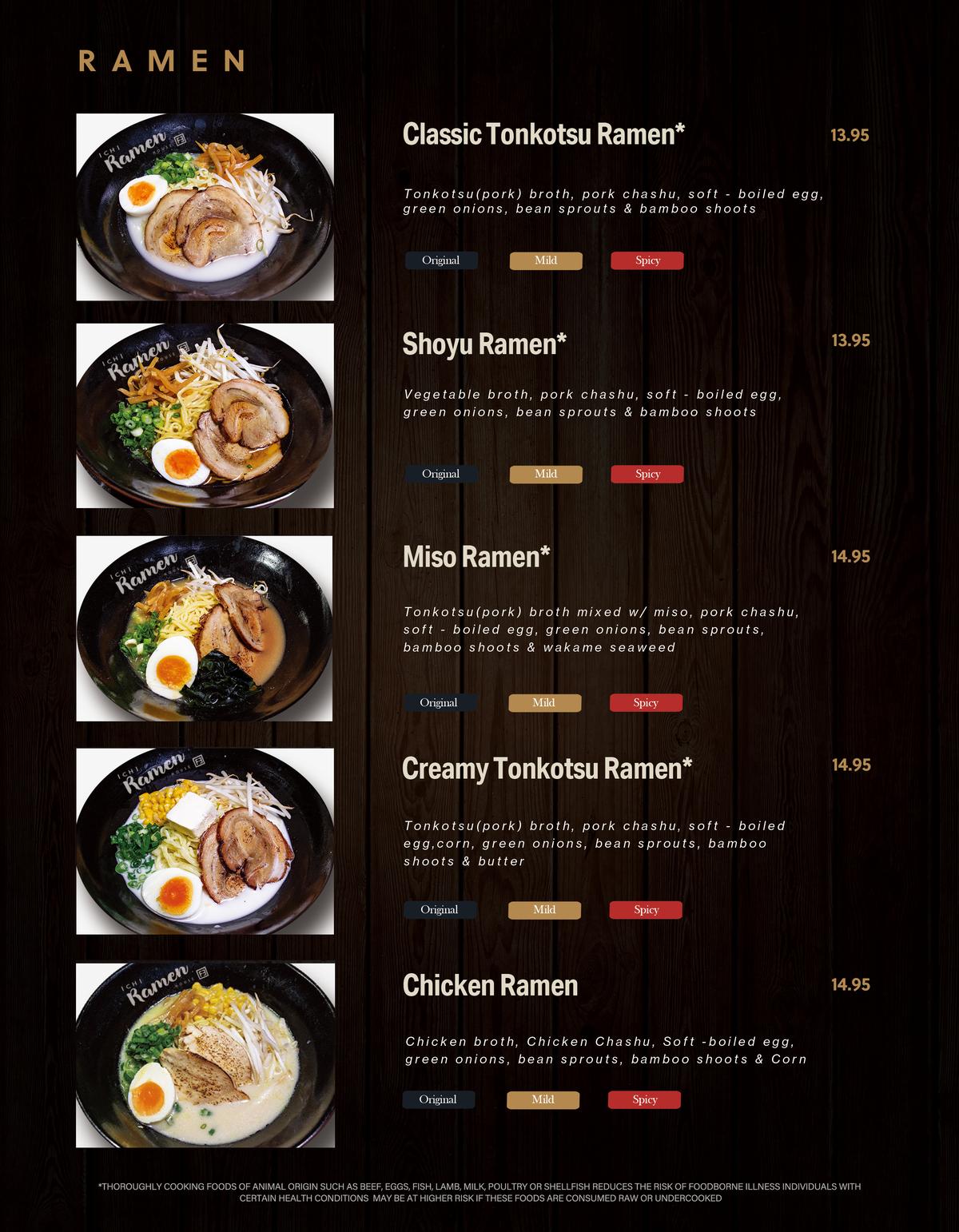 Ichi Ramen menu 2