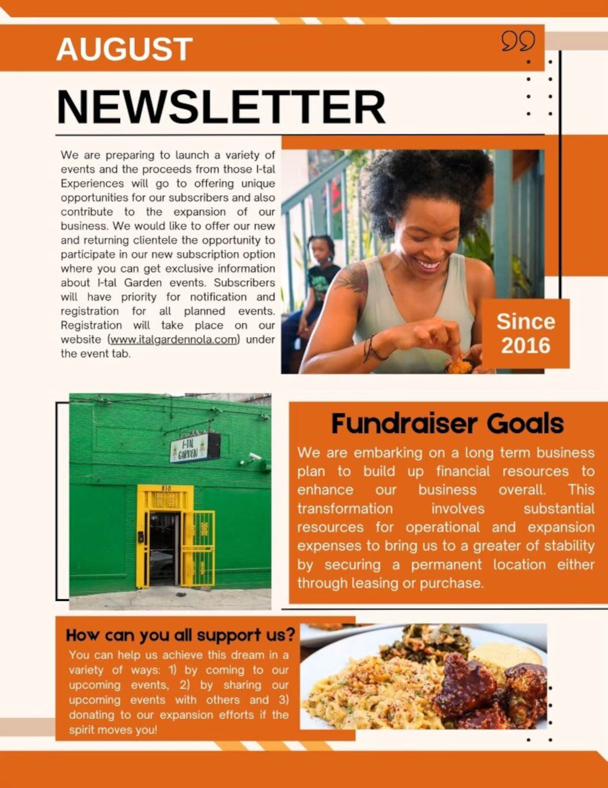 August Newsletter Flyer