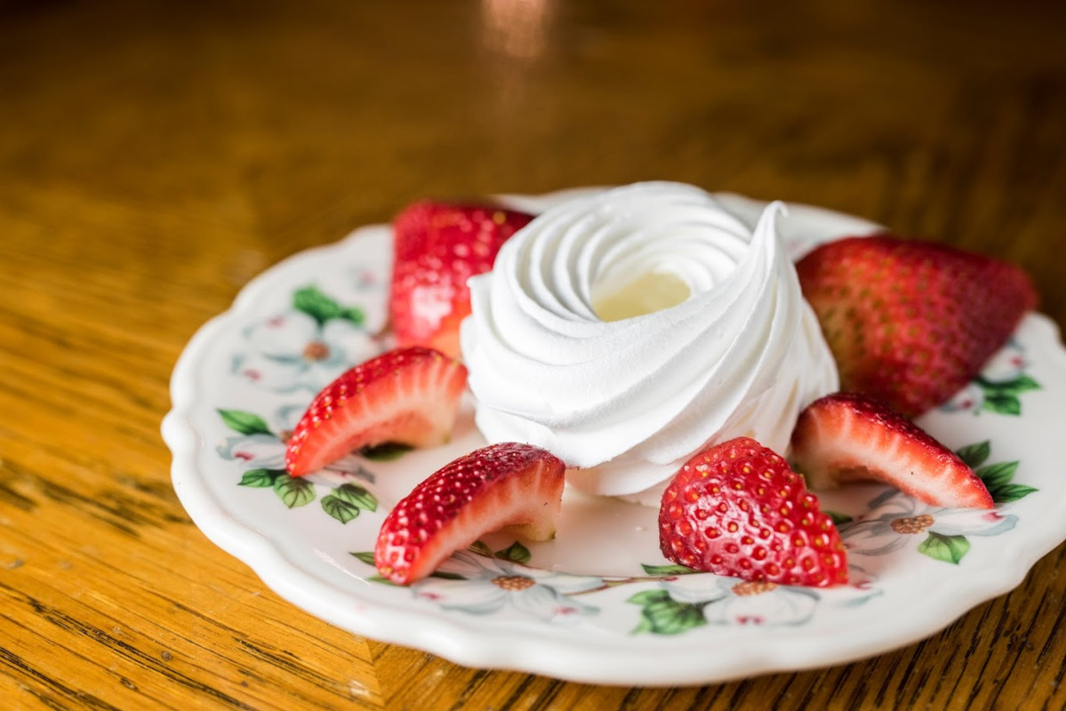 White cream and strawberries