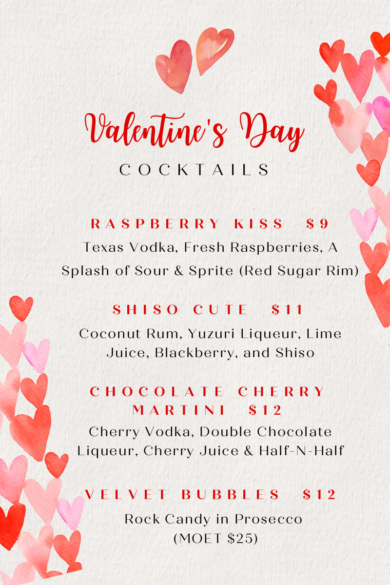 valentines day drink menu