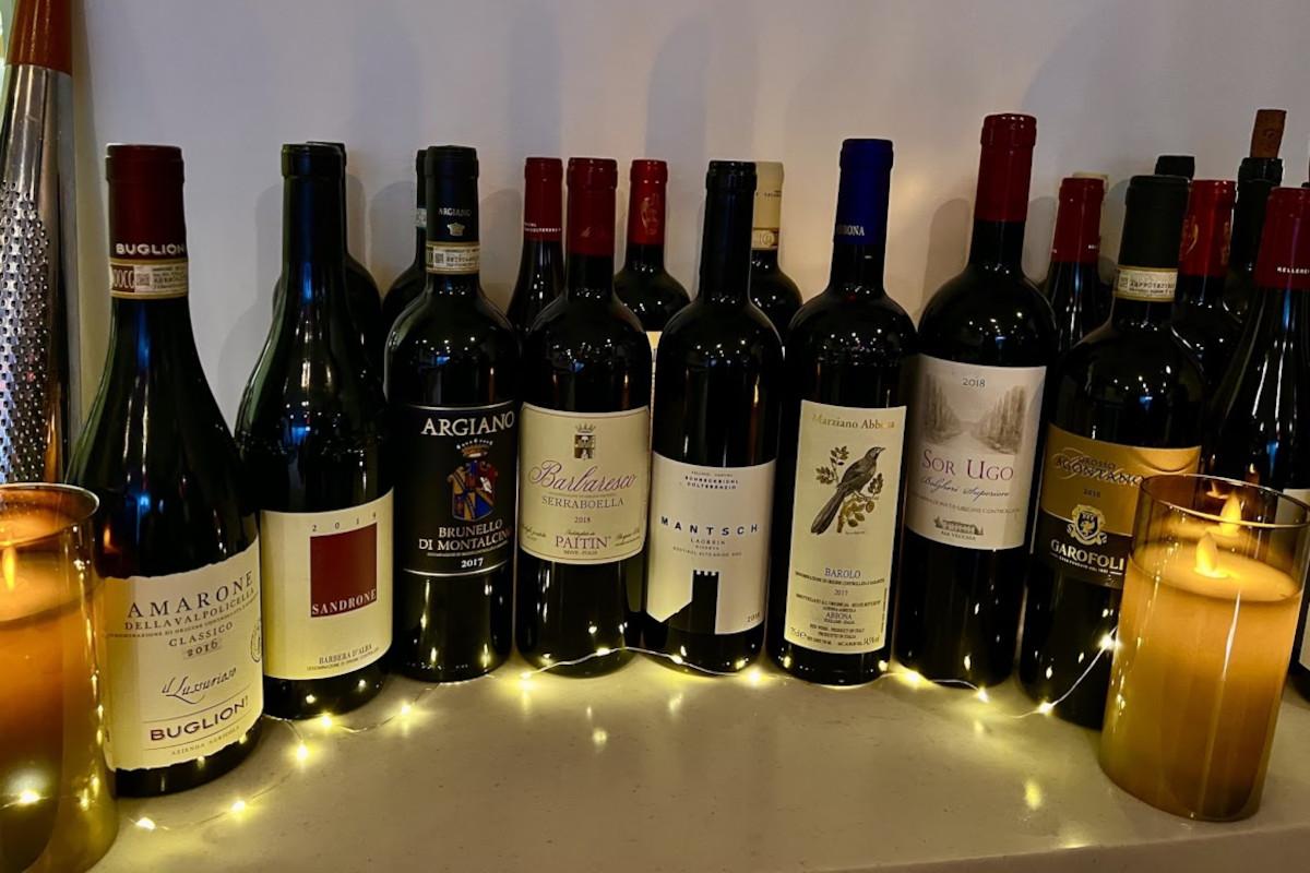 Wine bottles displayed