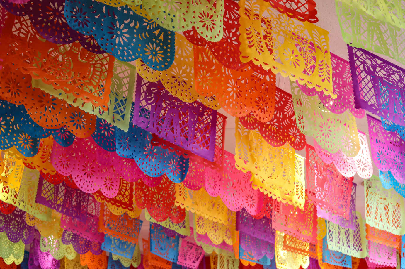 Colorful Mexican street banners