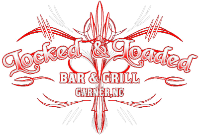 Locked & Loaded Bar & Grill logo scroll