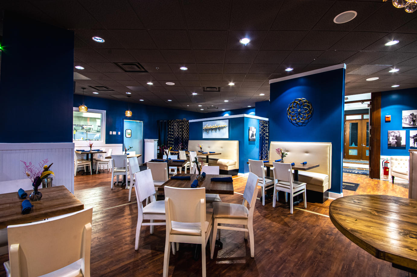 Interior, tables and chairs waiting for guests