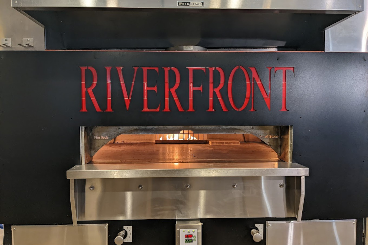 the Riverfront logo above the oven