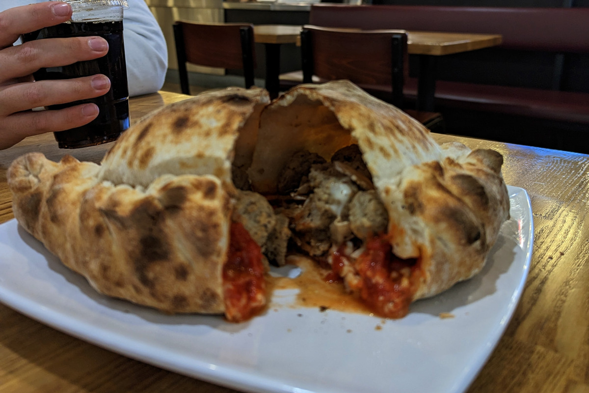 Calzone in white plate