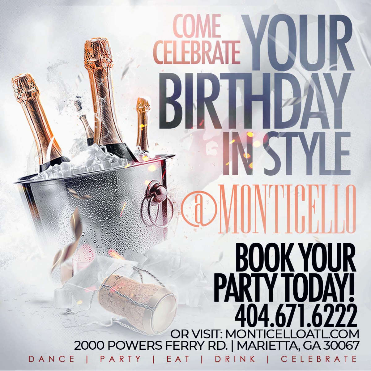 Book your party flyer