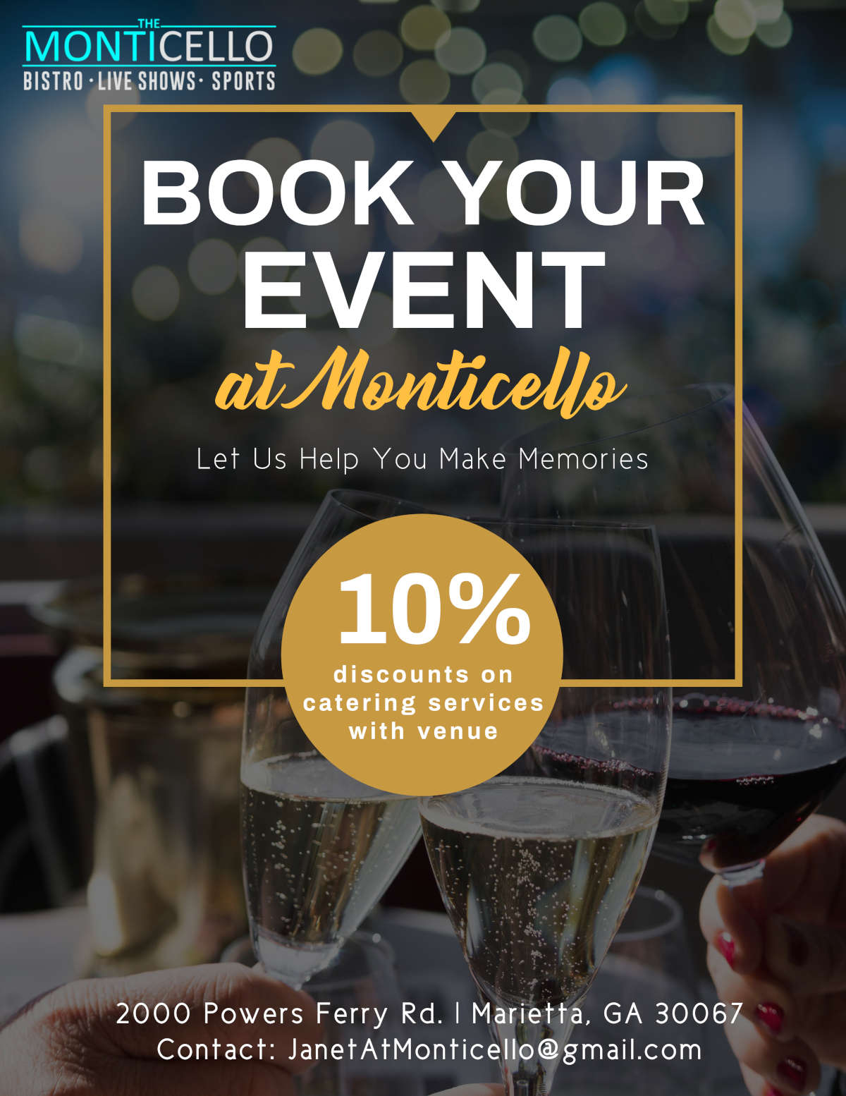BOOK YOUR EVENT AT MONTICELLO flyer
